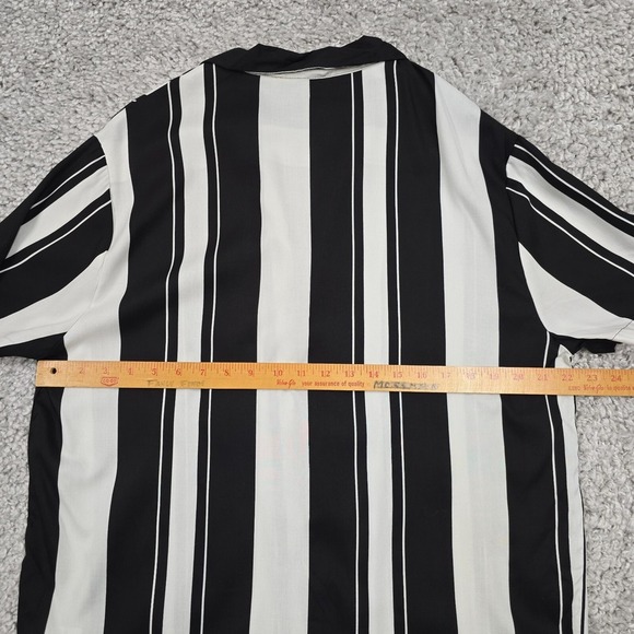 7Diamonds Shirt Men Small Black White‎  All Shook Up Vertical Stripe Rockabilly - Picture 7 of 9